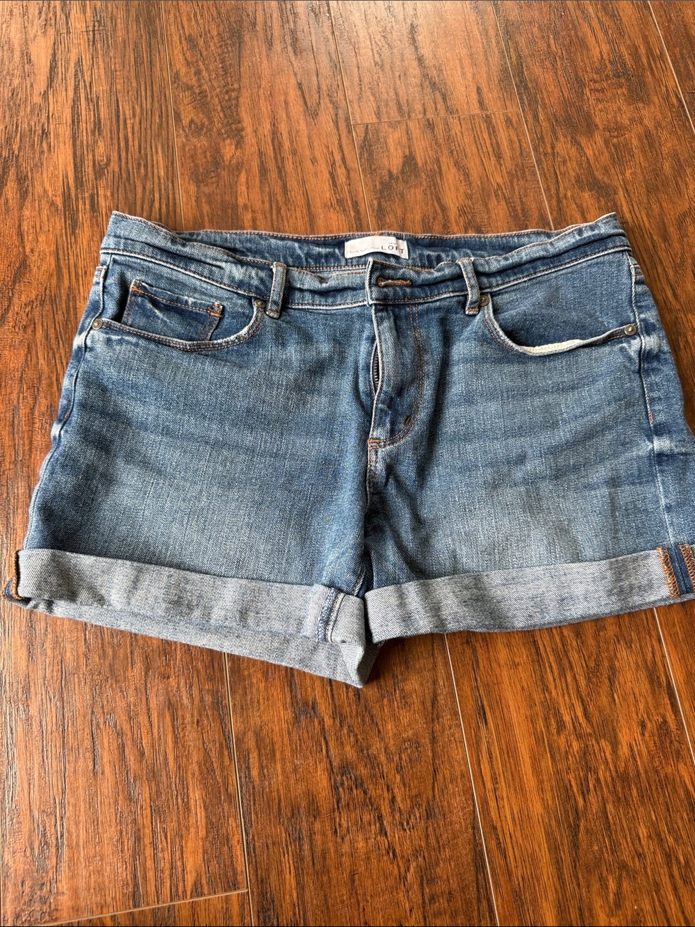 LOFT Medium Blue Rolled Cuff Denim Shorts